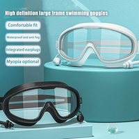 Swimming Goggles Silicone Swim Glasses Big Frame with Earplugs Men Women Professional HD Anti-fog Eyewear Swimming Accessories