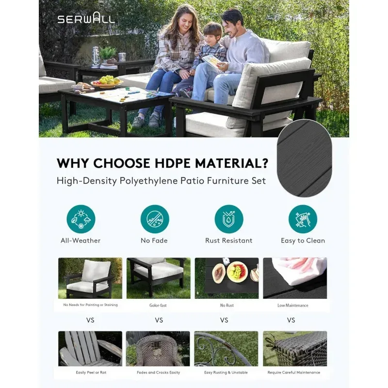 محادثة RPD4-QSERWALL HDPE. 7 قطع أثاث خارجي مقطعي. طقم أريكة للفناء لجميع الأحوال الجوية #3