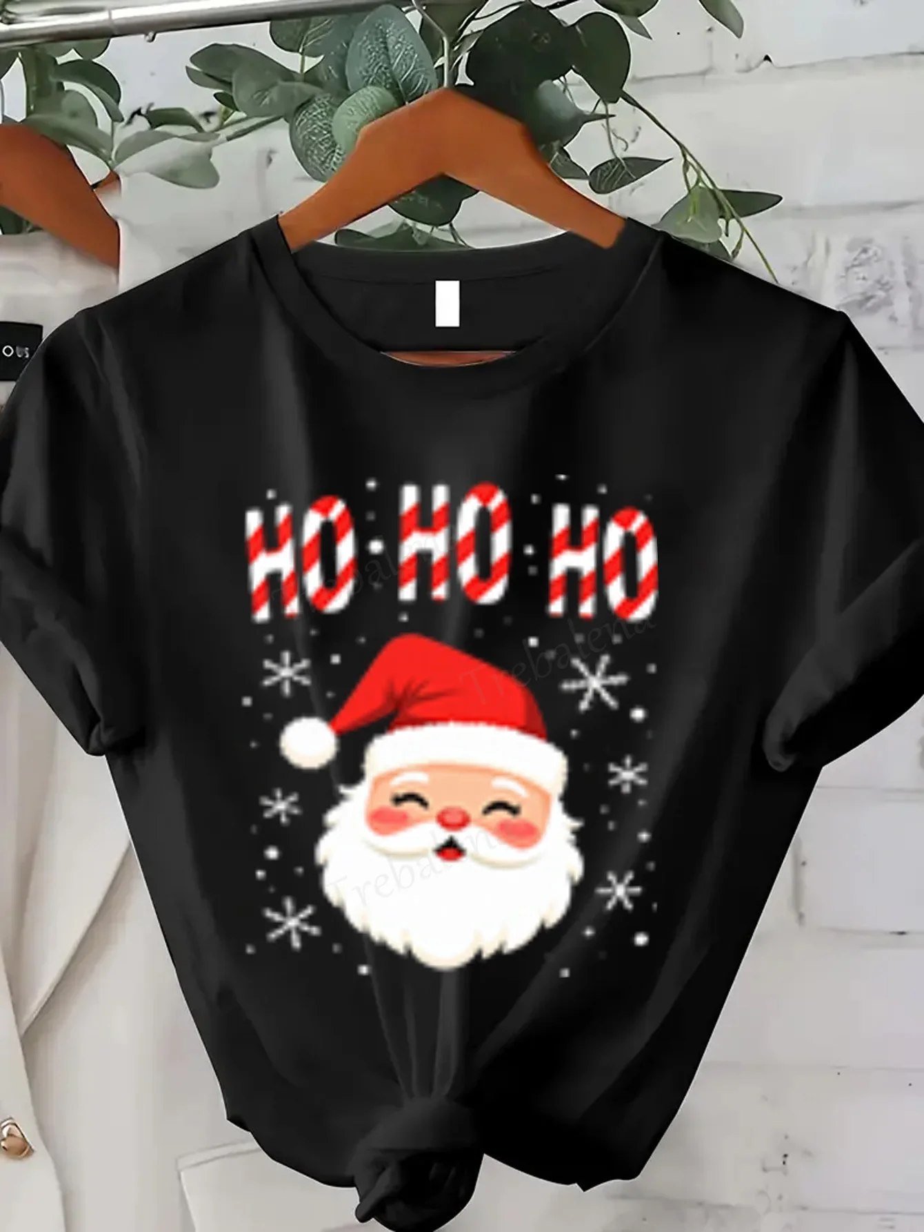 Women T-shirt Cute Santa Ho Ho Ho Christmas T-Shirt for Women
