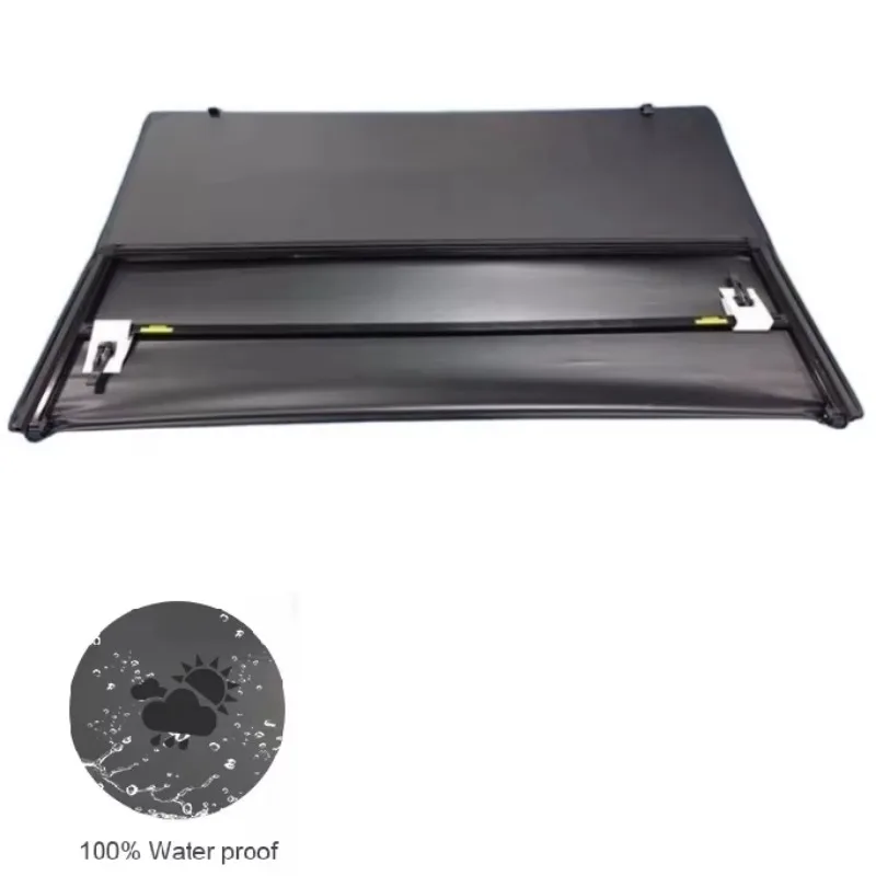 Aluminum Black Color Rear Carriage for F150 Ford Pickup Truck Bed Leather 6063 Soft TriFold Tonneau Cover 5.5ft Double PVC