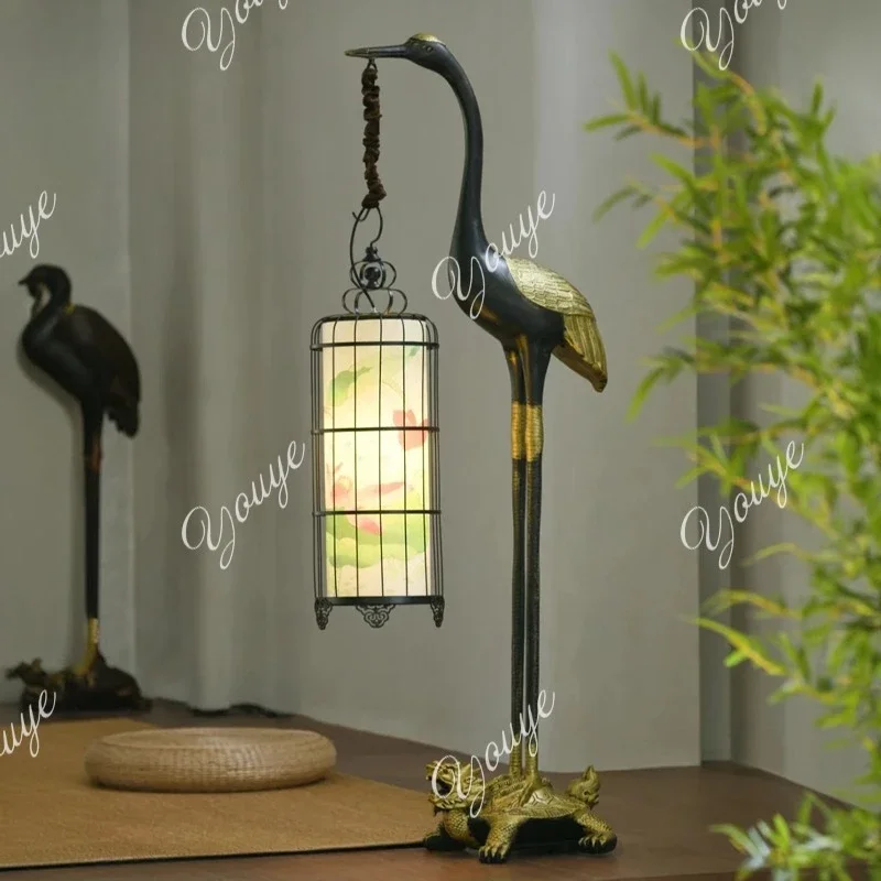 K49 New Chinese-style Floor-to-ceiling Birdcage Creative Lobby Living Room Ornament Turtle Crane Yannian Crane Zen Vertical