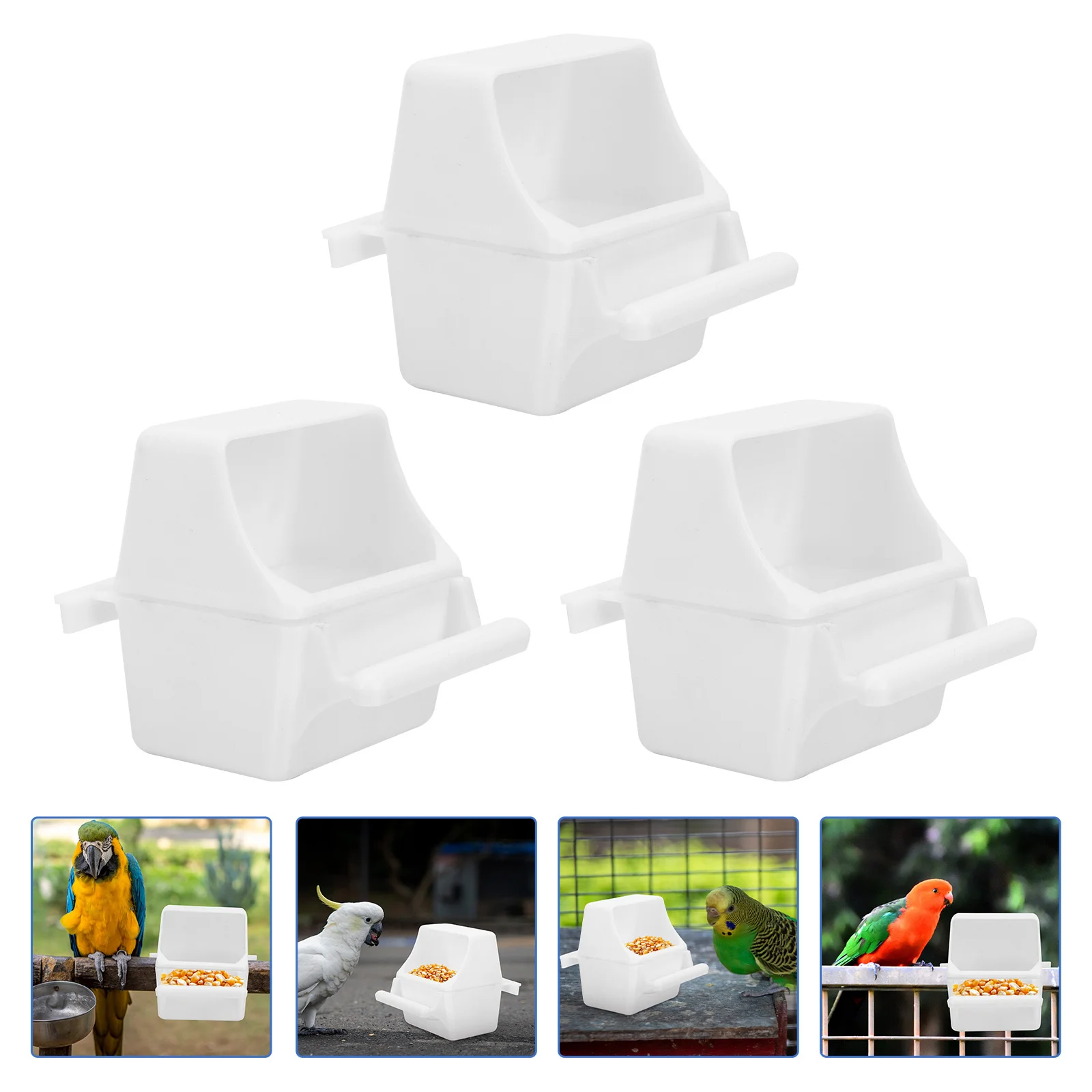 

3Pcs Splash-Proof Plastic Bird Feeder Food Containers Parrot Feeding Boxes Bird Feeding Accessories Feeder for Parrot