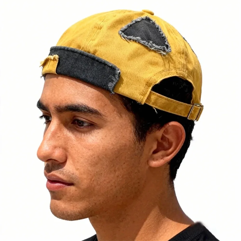 Retro Distressed Landowner Hats Spring and Autumn Washed Hole Patch Beanie Hat Men and Women Street Hip-hop Hooligan Hat