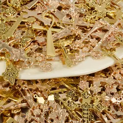 10/50/100pcs Random Mixed Cross Pendants Charms Christ Religious Alloy Gold Color Charms DIY Jewelry Making for Necklace Earring