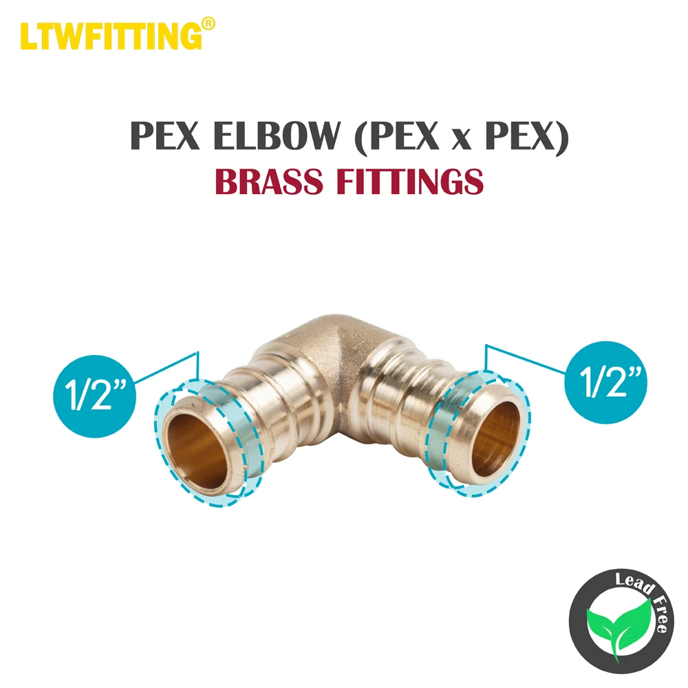 LTWFITTING LF Brass PEX Crimp Fitting 1/2-Inch PEX Elbow (Pack of 5)