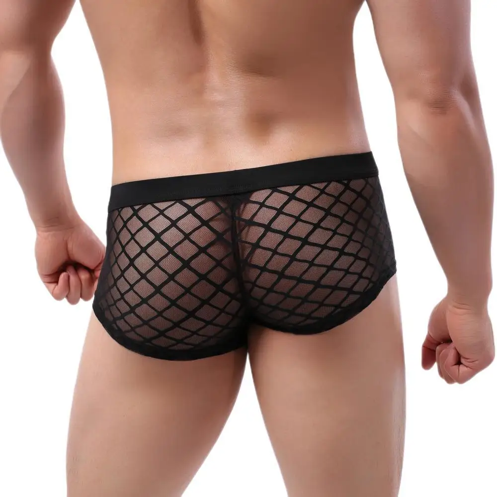 Sexy Mesh Underwear Mens Boxers Transparent Lace Male Panties Boxer Shorts Summer Breathable Sexy Underpants Boxer for Man