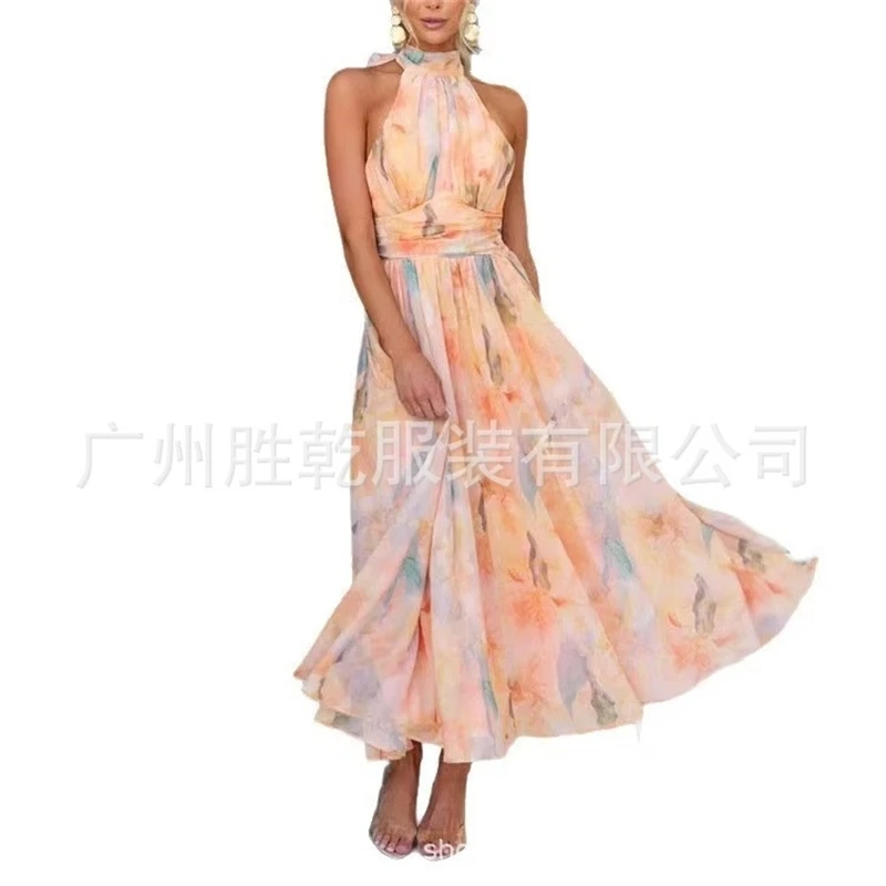 

Women's Dresses French-inspired Dopamine-coloured Maxi Dress Beach Fairy Holiday Oil Painting-inspired Sundress Long Dress 2026