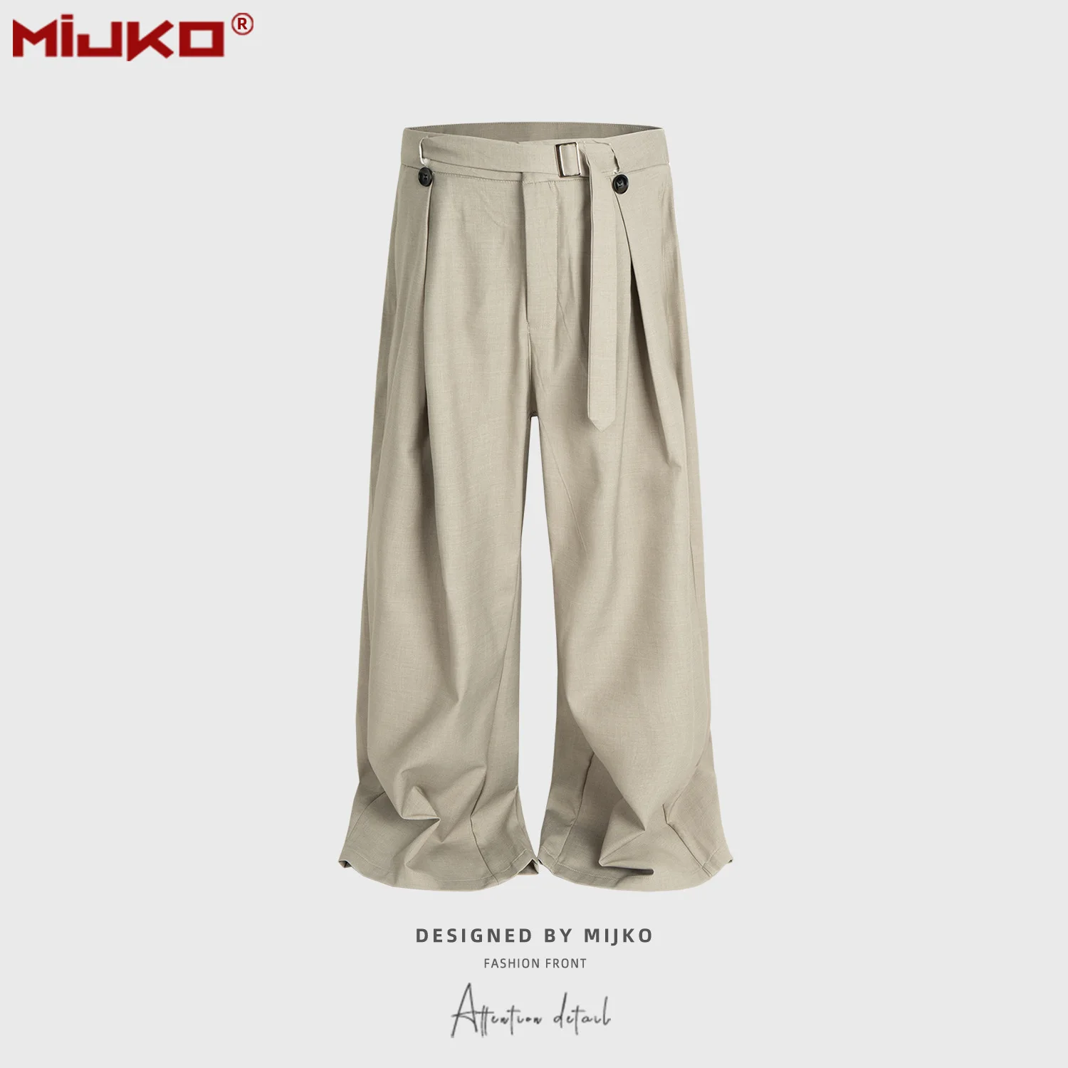 

MIJKO унисекс повседневные брюки с поясом плиссированные дизайнерские брюки для удобной носки C917 #