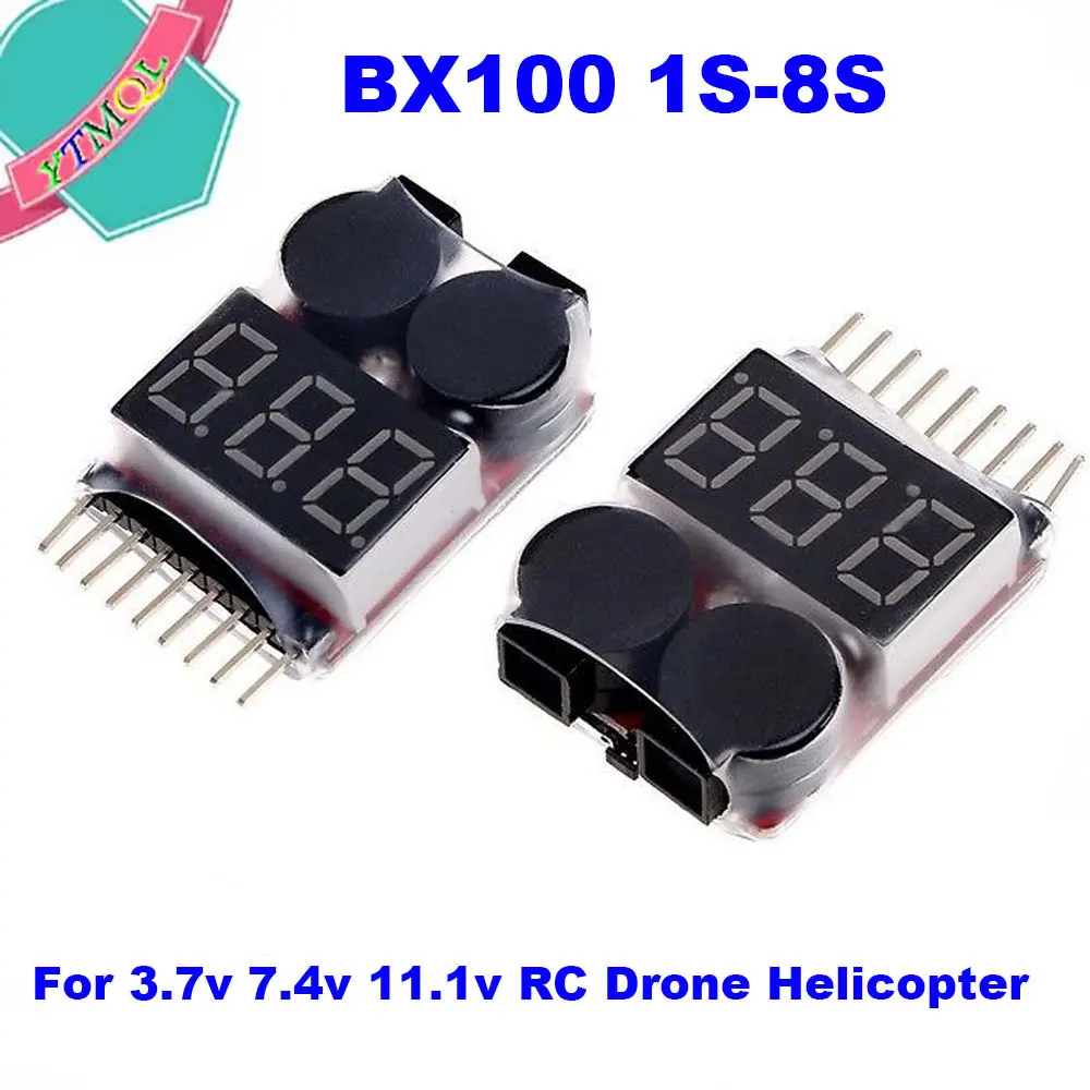 1-10Pcs BX100 1S-8S Battery Voltage Meter Tester Lipo Battery Monitor Buzzer Alarm Indicator For 3.7v 7.4v 11.1v RC Drone