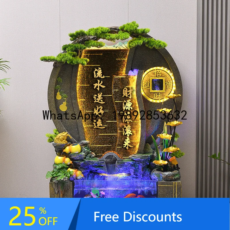 

CZ Water Curtain Wall Fake Mountain Water Fountain Ornament Office Courtyard Villa Wealth Feng Shui Wheel Decoration
