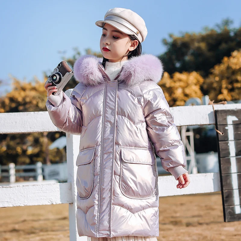 

Winter Jacket for Girls Coat Teen Kids Parka Snowsuit Fashion Bright Waterproof Outerwear Children's Clothing 6 8 10 12 14 Years