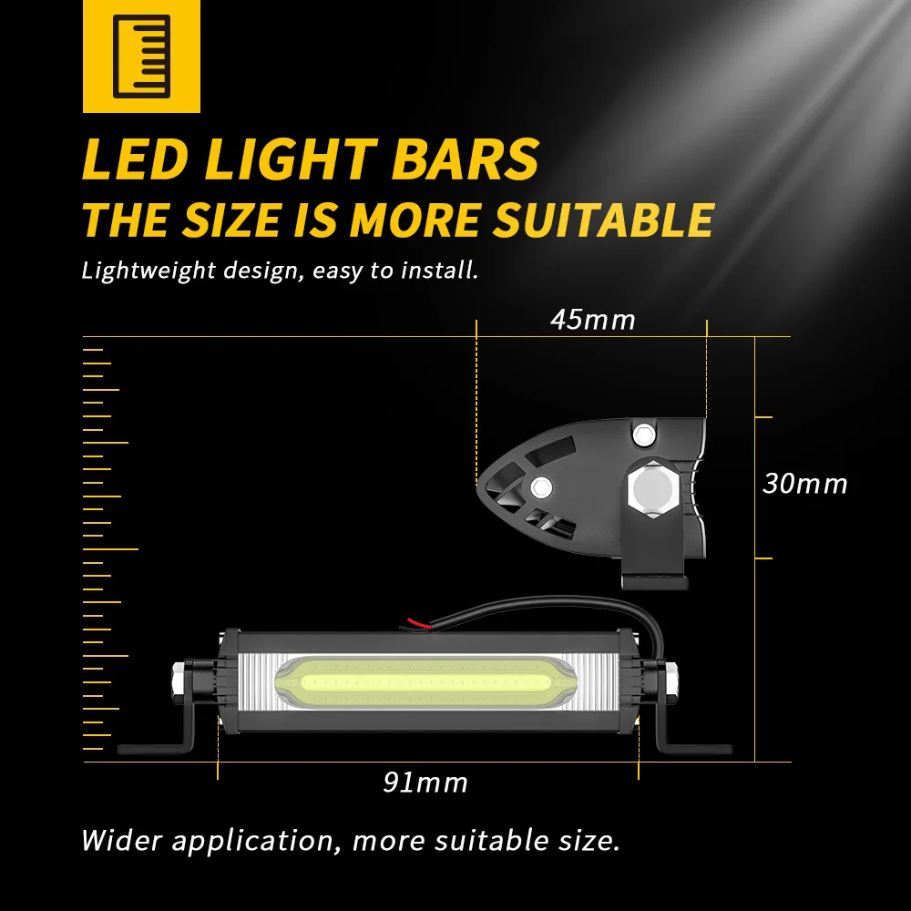 Waterproof CAR Work Lamp Spotlight Cars Combo Beam Offroad Driving LED Light Bar 9W COB Mini 3inch Aluminum Alloy Universal