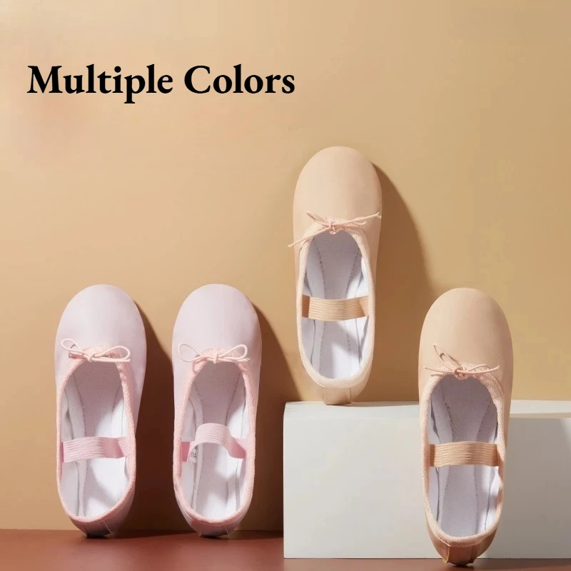 Ballet Dance Shoes Kids PU Soft Sole Non-slip Flat Dancing Slippers Gymnastics Modern Dance Training Indoor Practice Footwear