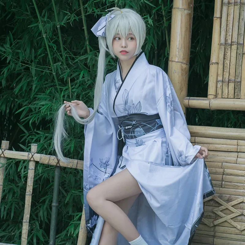 

Girls Comic-con Anime Expo White Kimono Bathrobe Cosplay Dress Set Female Japanese Anime Kasugano Sora Yosuga No Sora Outfits