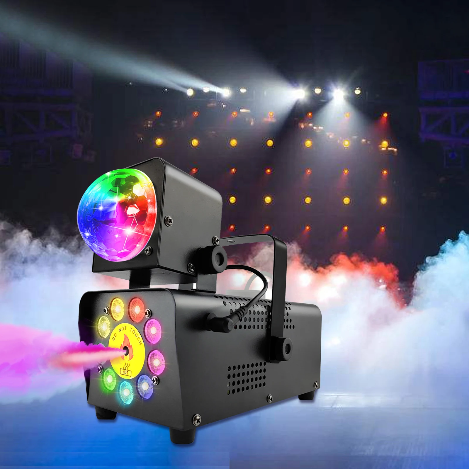 500W Automatic Smoking Machine with Wireless Remote Control Portable Outdoor Fog Machine with Disco Ball Lights