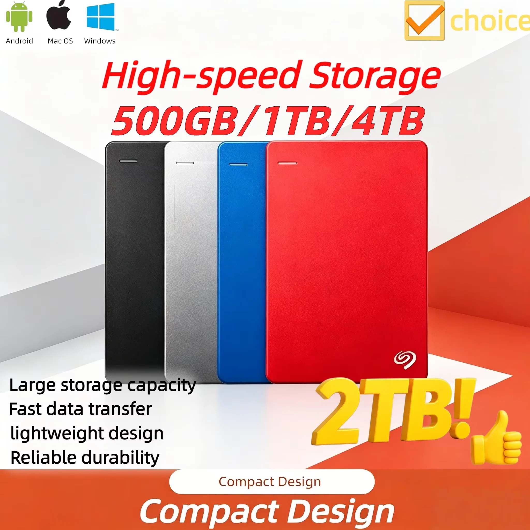 

2026 For Seagate Portable Hard Drive External Hard Disk Backup Plus SlimUSB 3.0 DASKA HDD 2.5Inch Portable External Data Storage