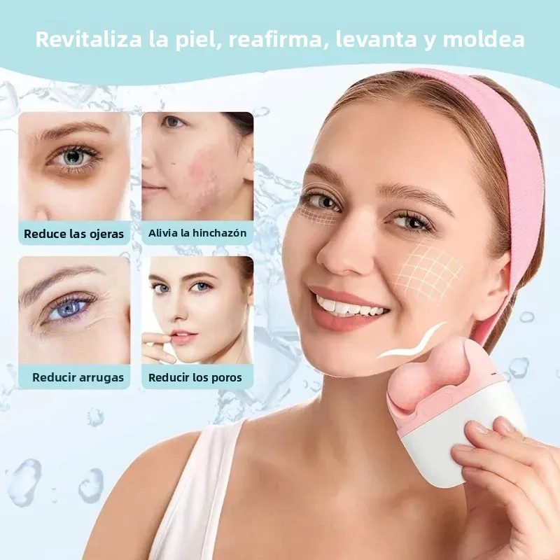 Masajeador Facial con Rodillos de Hielo, Dispositivo de Belleza para Rejuvenecimiento Facial, Mini Masajeador Facial