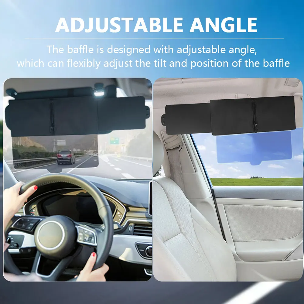 Polarized Sun Visor with PC Lens and Side Sunshade Car Sun Visor Extension UV-Filtering Anti-Glare Car Visor for Safe Driving