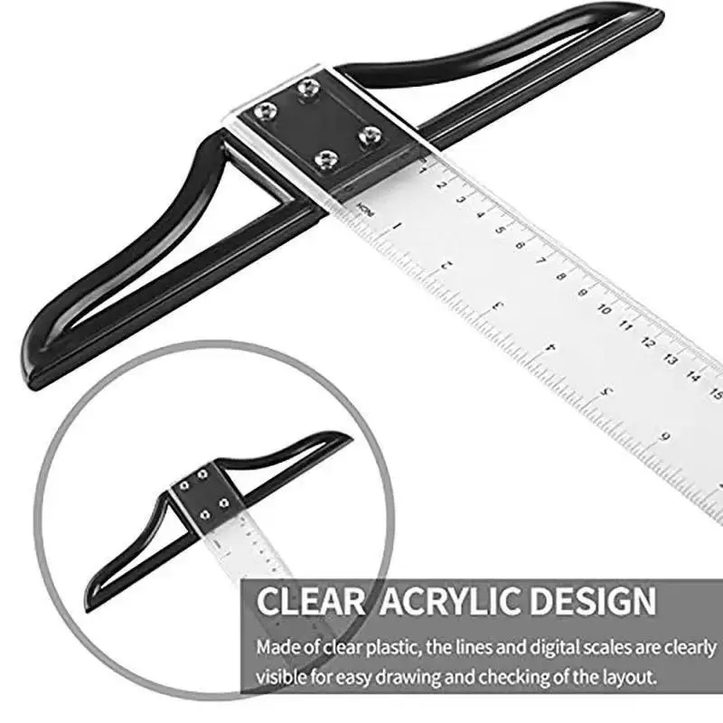T Square Ruler 45/60/70/80cm Plastic Drafting Ruler Removable T Head Drawing Drafting Tool Design Art Supplies view 2