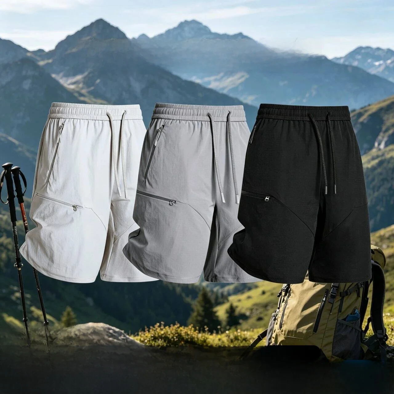 

Outdoor Hiking Quick Dry Five-Quarter Men's Shorts Versatile Comfortable Nylon And Spandex Blend Standard Fit Summer 2026