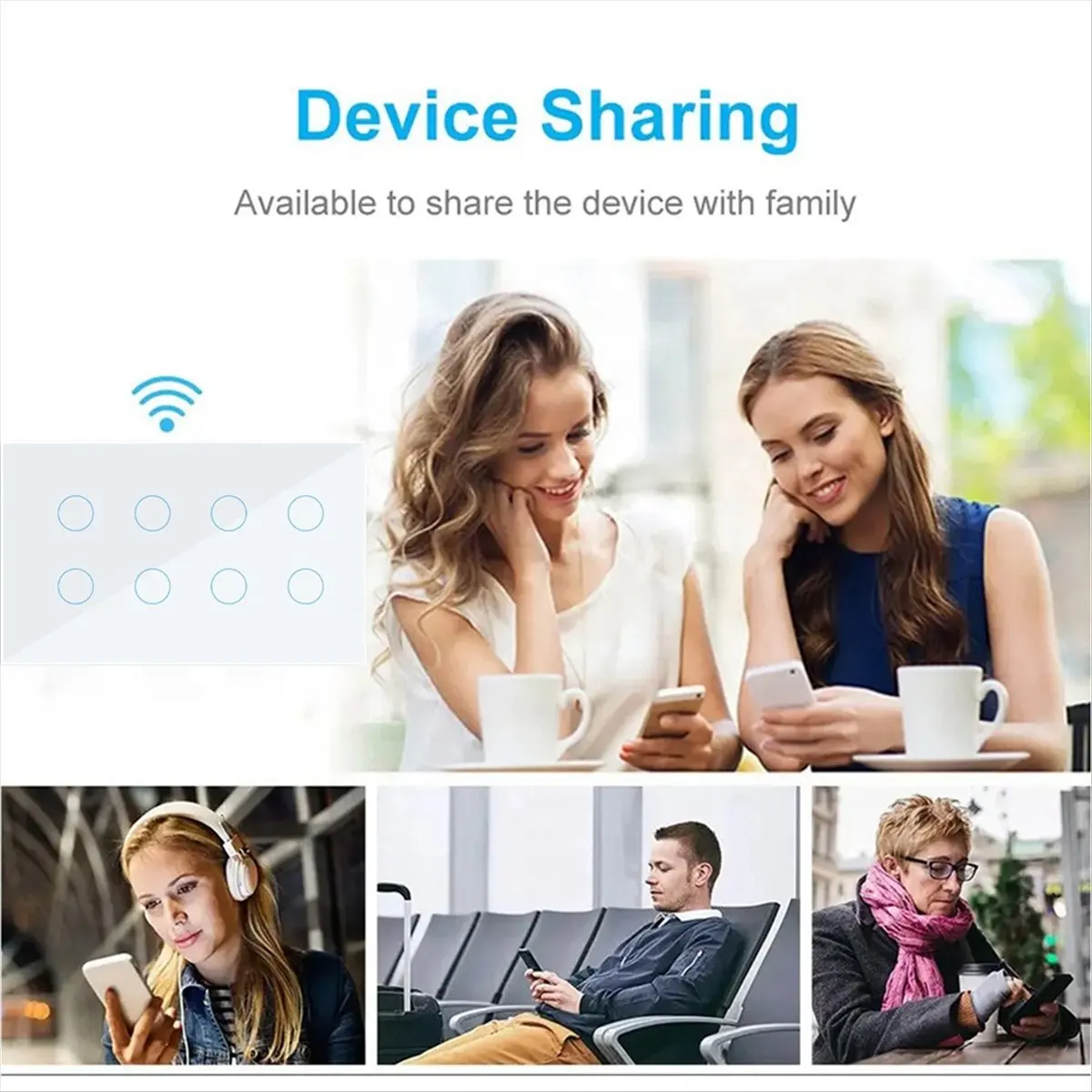 * A02R WIFI Smart Touch Light interrupteur mural interrupteur panneau de verre 10 Gang Tuya vie intelligente pour Alexa Google Home blanc