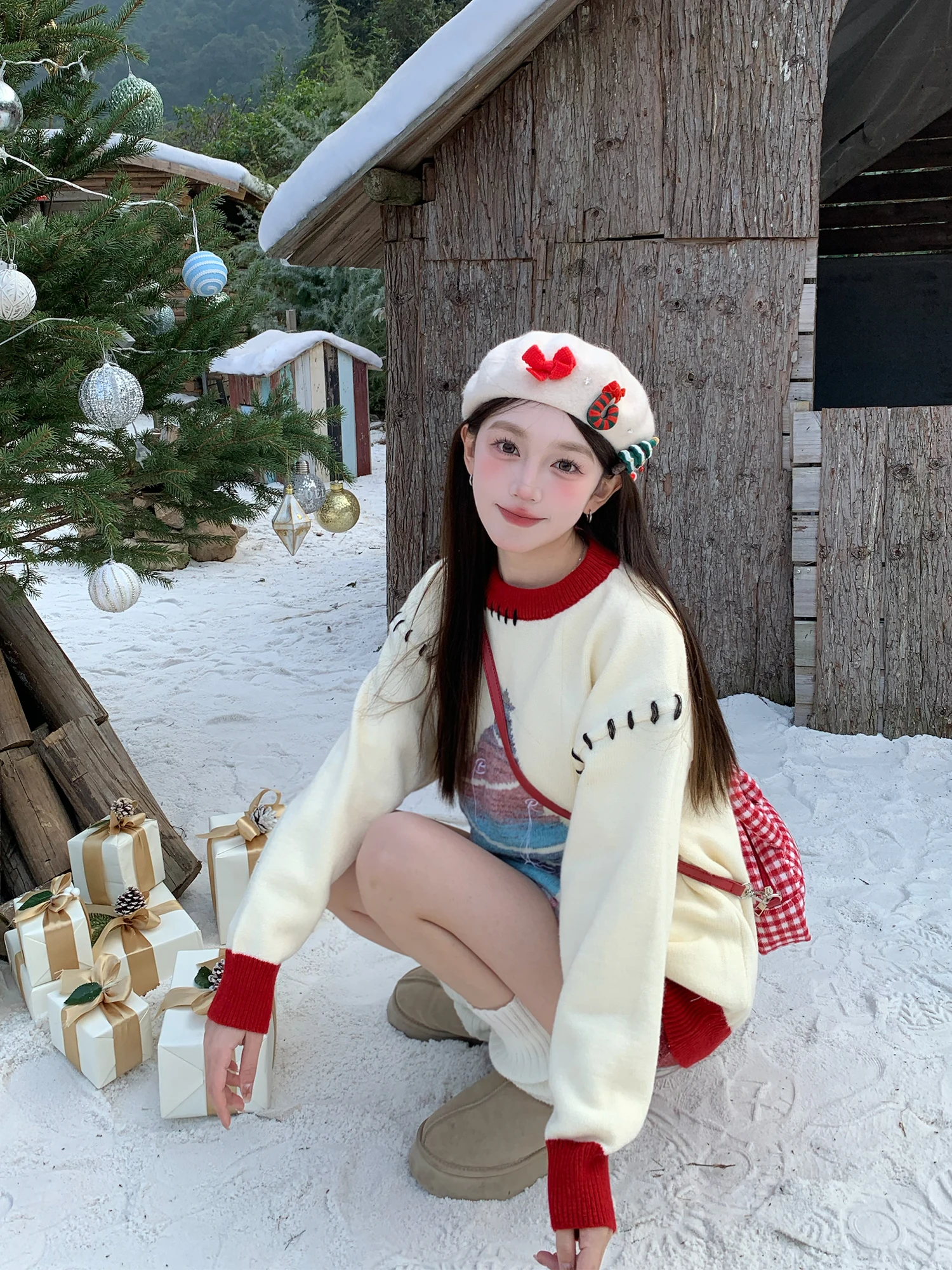 

ANDEARDI Cisas Knitwear Loose Fit Overhead Cisas Tree Aosphere Feeling Lazy Sle Spring Autumn Base irt