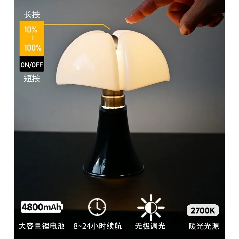 Bat Shaped Petal Table Lamp Rechargeable Vintage Decorative Light For Bedroom Bedside Desk Atmosphere Creating