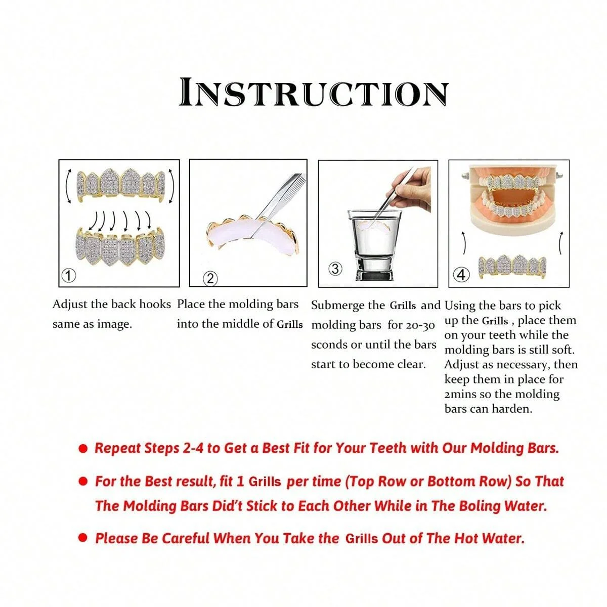 A set of 18k gold-plated brass hollowed out braces, personalized, fashionable, and minimalist sharp teeth hip-hop braces