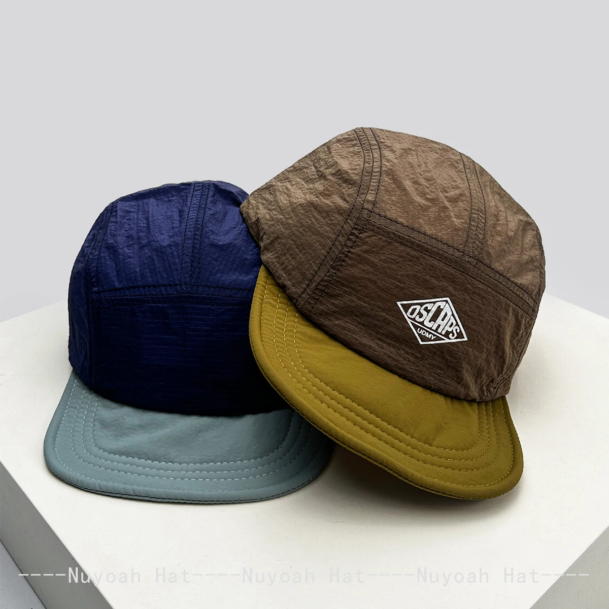 Versatile Quick-Dry Plaid Solid Color Block Baseball Hats for Men And Women Sunshade Flat Eave Peaked Caps Outdoor Fashion Retro
