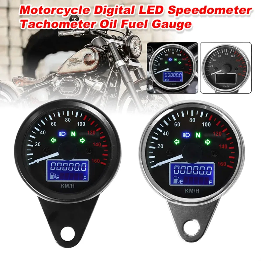 125 Motorcycle Dashboard with Self-Check Pointer Digital Speedometer Semi-Digital Fuel Gauge Retro Modified Odometer