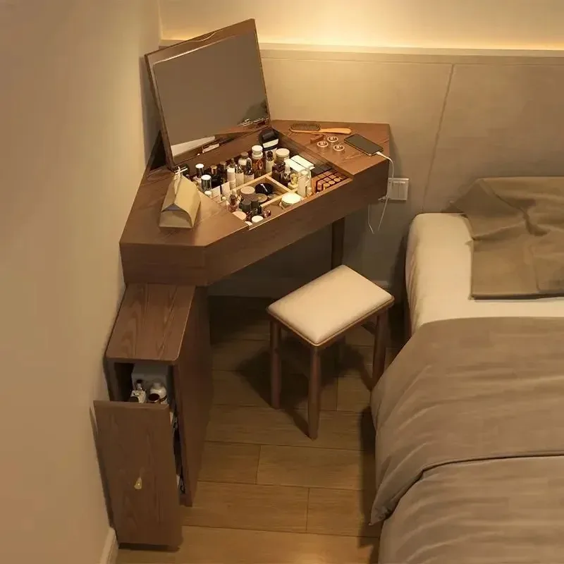 New solid wood corner dresser triangular desk with integrated drawers, ideal for small bedrooms as dresser storage units