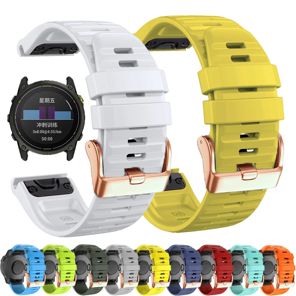 QuickFit 26mm 22mm Sports Silicone Strap For Garmin Fenix 8 E 7 7X 6 6X 5X Plus/Epix Pro Gen 2 47mm 51mm/Enduro 3 2 Watchband