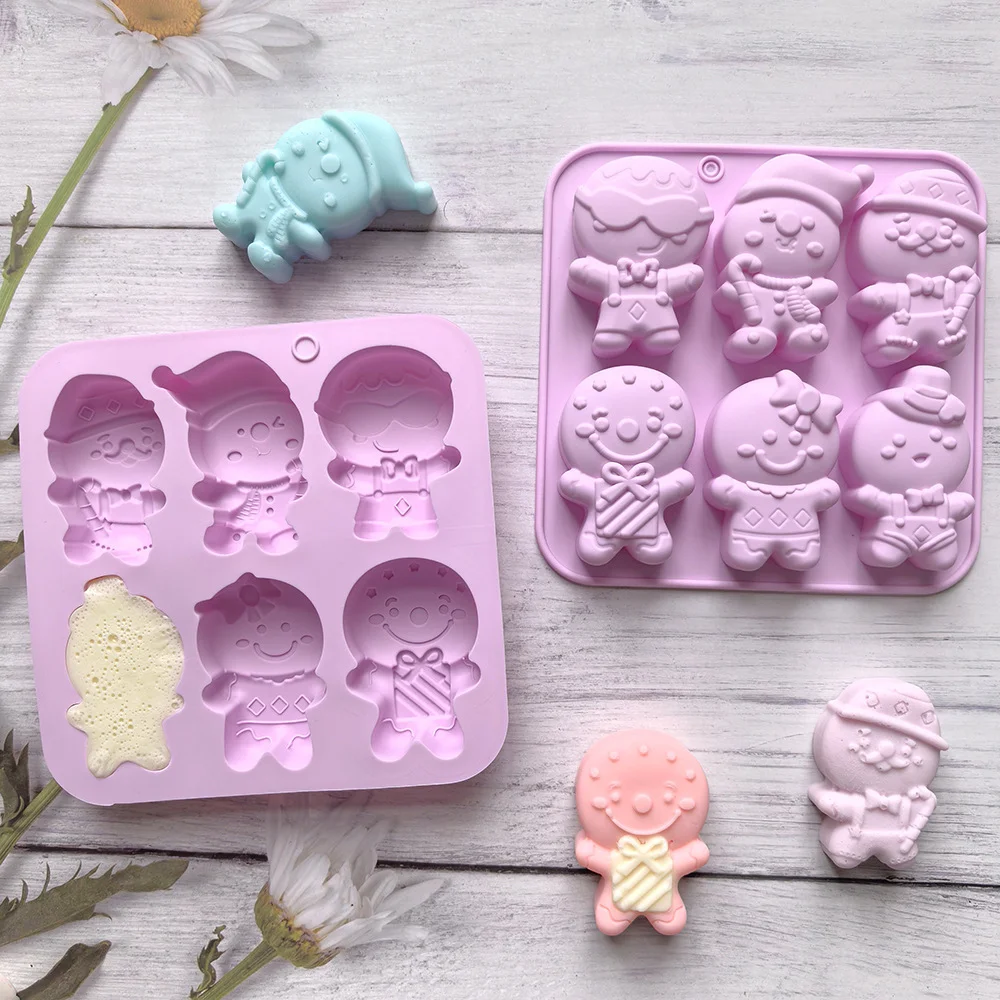 عيد الميلاد الزنجبيل رجل قالب الحلوى قالب من السيليكون كوكي الشوكولاته الخبز قالب الكعكة DIY بها بنفسك جو عيد الميلاد شمعة معطرة