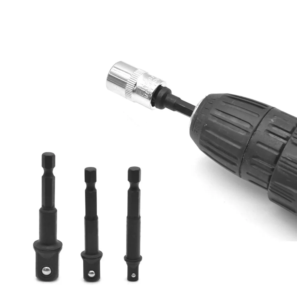 12pcs Socket Adapter And Reducer Set And Extension Set Socket Drill Adapter Nut Driver 1/4'' 3/8'' 1/2'' Black