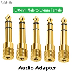 5 sztuk 1/4 Cal TRS 6.35mm męskie do 3.5mm żeńskie Adapter Audio Stereo do wzmacniacz słuchawkowy miksera gitarowego złącze głośnika fortepianowego