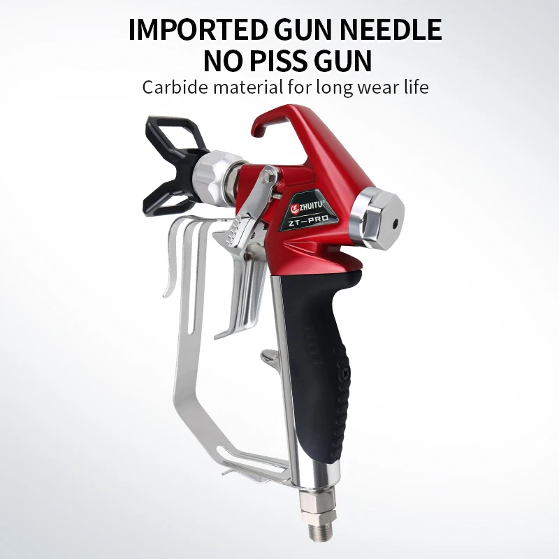 Professional ZT-Pro Red Airless Spray Gun High Pressure With 517 Tip and Guard Airless Spraying Machine Painting Tools