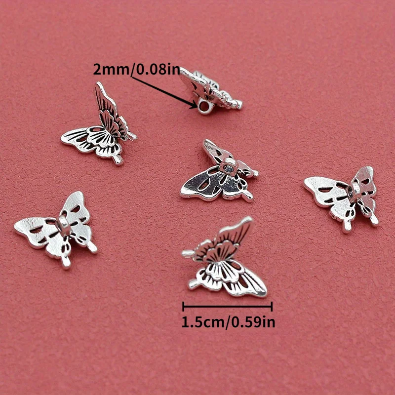 10PCS Silver Butterfly Accessories DIY- Necklace Pendant Bracelet Bead Decoration Party Jewelry Decoration Gift - view 6