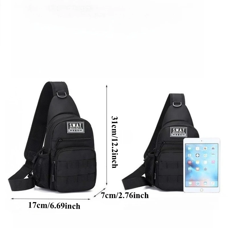 New men's chest bag outdoor travel convenient water cup mesh pocket shoulder strap adjustable bag fashion shoulder bags