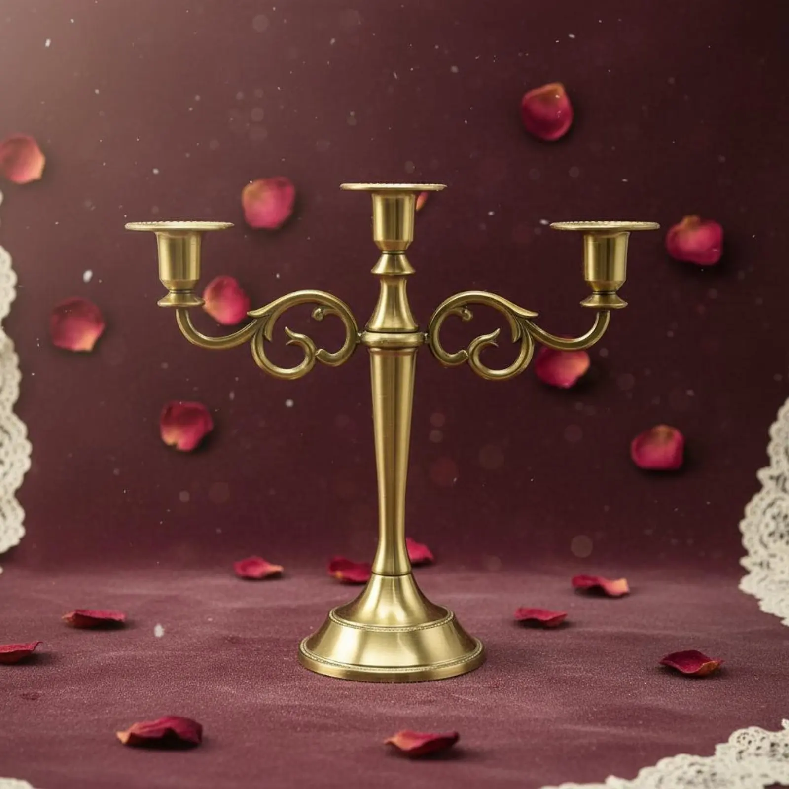 3-Arm Candelabra European Design Triple Candle Stand Vintage Candle Holder Elegant Home Decoration Stable Base for Wedding