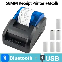 58mm Desktop Thermal Portable Printer Receipt Bill POS 58mm Barcode Mini Printer Bluetooth Wireless For Andriod IOS Loyverse SII