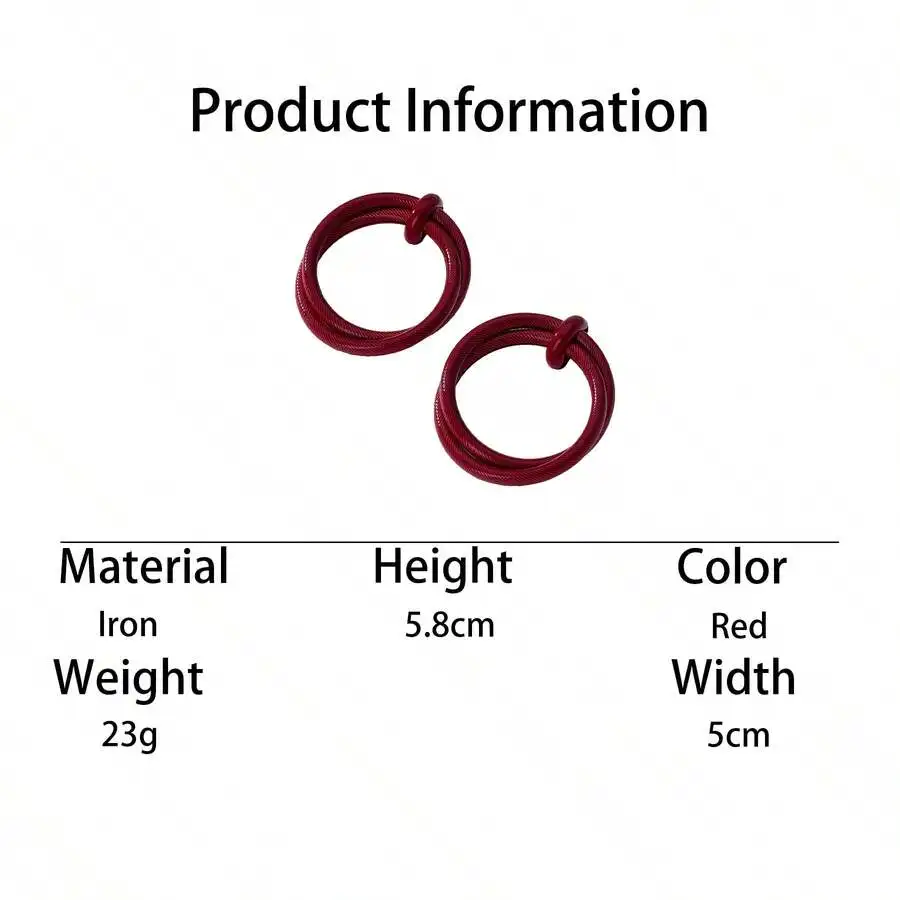 

Red Iron Wire-Crafted Circular Earrings For Women, Vintage Spray Painted Fashion Accessory Gift