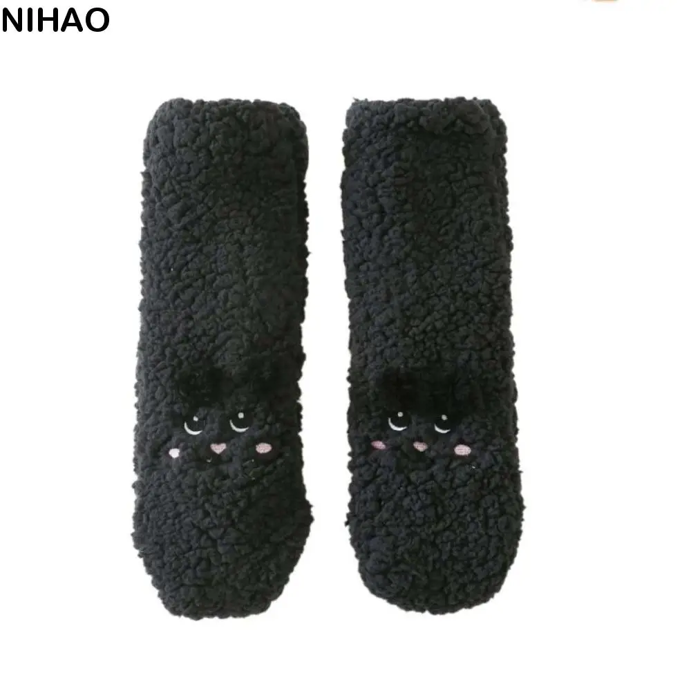 

Soft Embroidery Thick Thermal Socks Cartoon Plush Sleeping Socks Anti Slip Thicken Warm Fleece Sock Women Winter