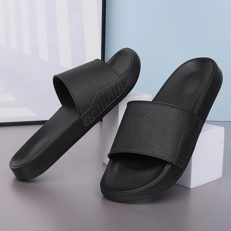 Men's EVA One-Strap Slide Sandals, Comfortable Anti-Slip Design, Black & White, Perfect for Daily Use, Sizes 39-46