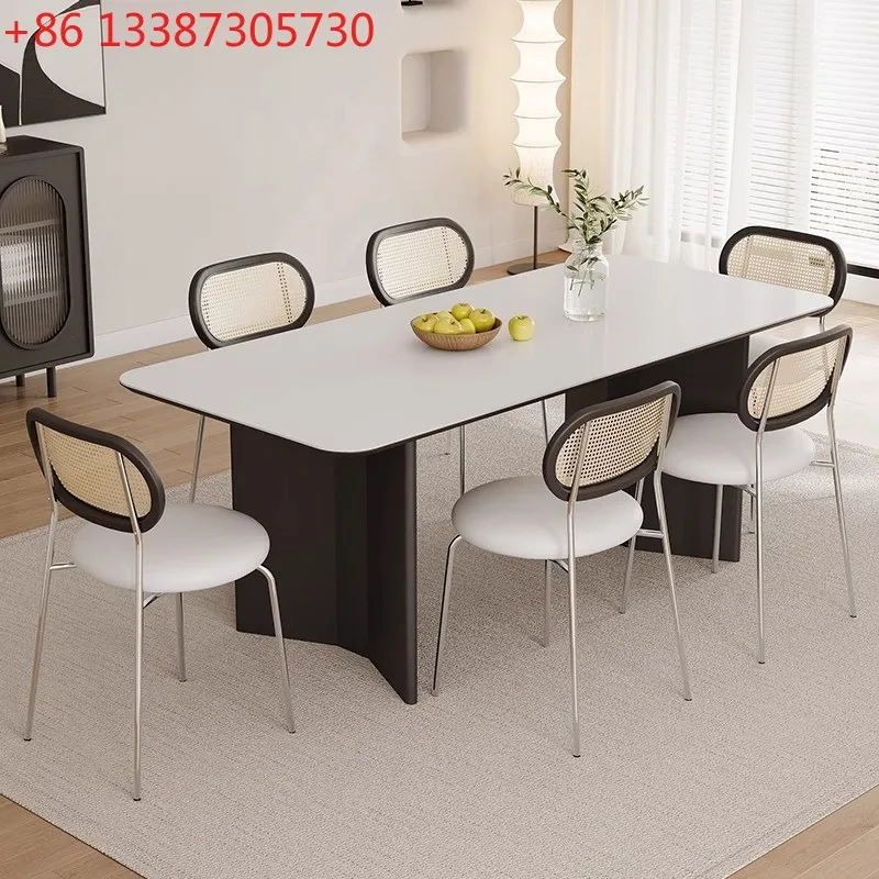 

Обеденный стол из цельного дерева, чистый белый камень, итальянский бытовой обеденный стол, простой стол