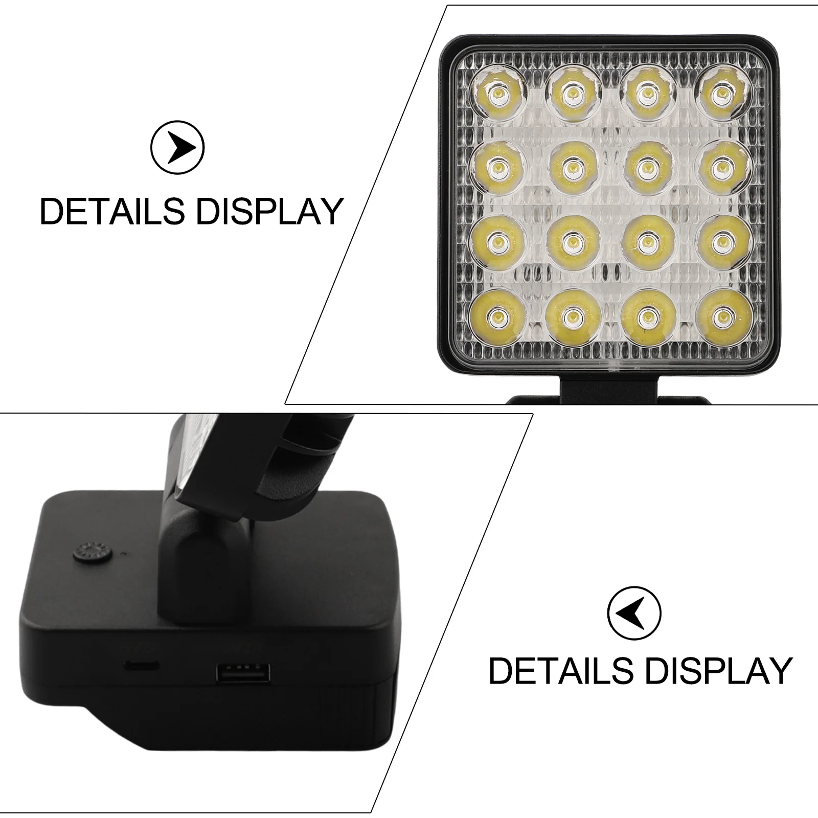Camping Lighting Cordless LED Work Light Camping Work Light Color:red Black Hook For Hanging For Metabo 18V Battery