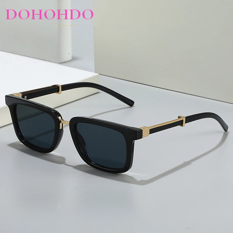 Luxury Brand Designer Small Square Metal Sunglasses For Women Men Fashion Trendy Sun Glasses Driving Travel Shades Unisex UV400