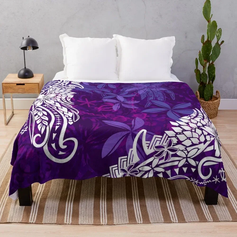 Polynesian Purple Rain Jungle Tribal Threads Throw Blanket sofa bed blankets and throws Blankets