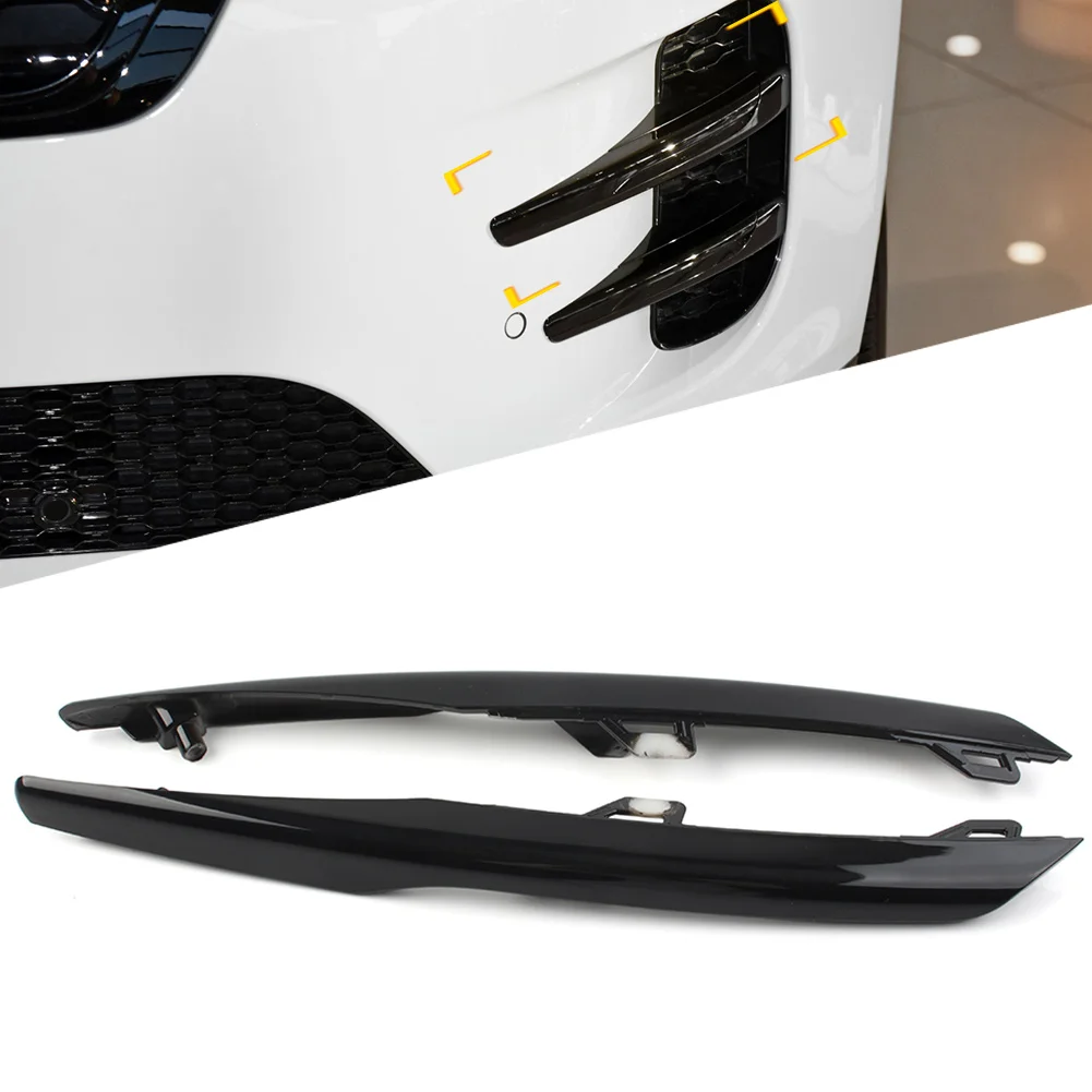 1Pcs Gloss Black Car Upper Front Fog Light Lamp Strip Trim For Land Rover Range Rover Evoque 2020 2021 2022