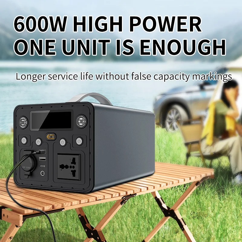 600W 577Wh lithium battery outdoor power station 110V 220V for camping equipment emergency belt 65W fast charging