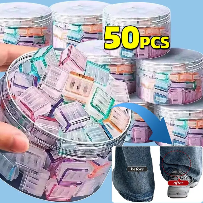 1/50 قطعة السراويل المعدنية الساق مكافحة السحب الطابق كليب السراويل الساق تقصير أداة غير مرئية غير خياطة السراويل الساقين مكافحة السحب الطابق مشبك
